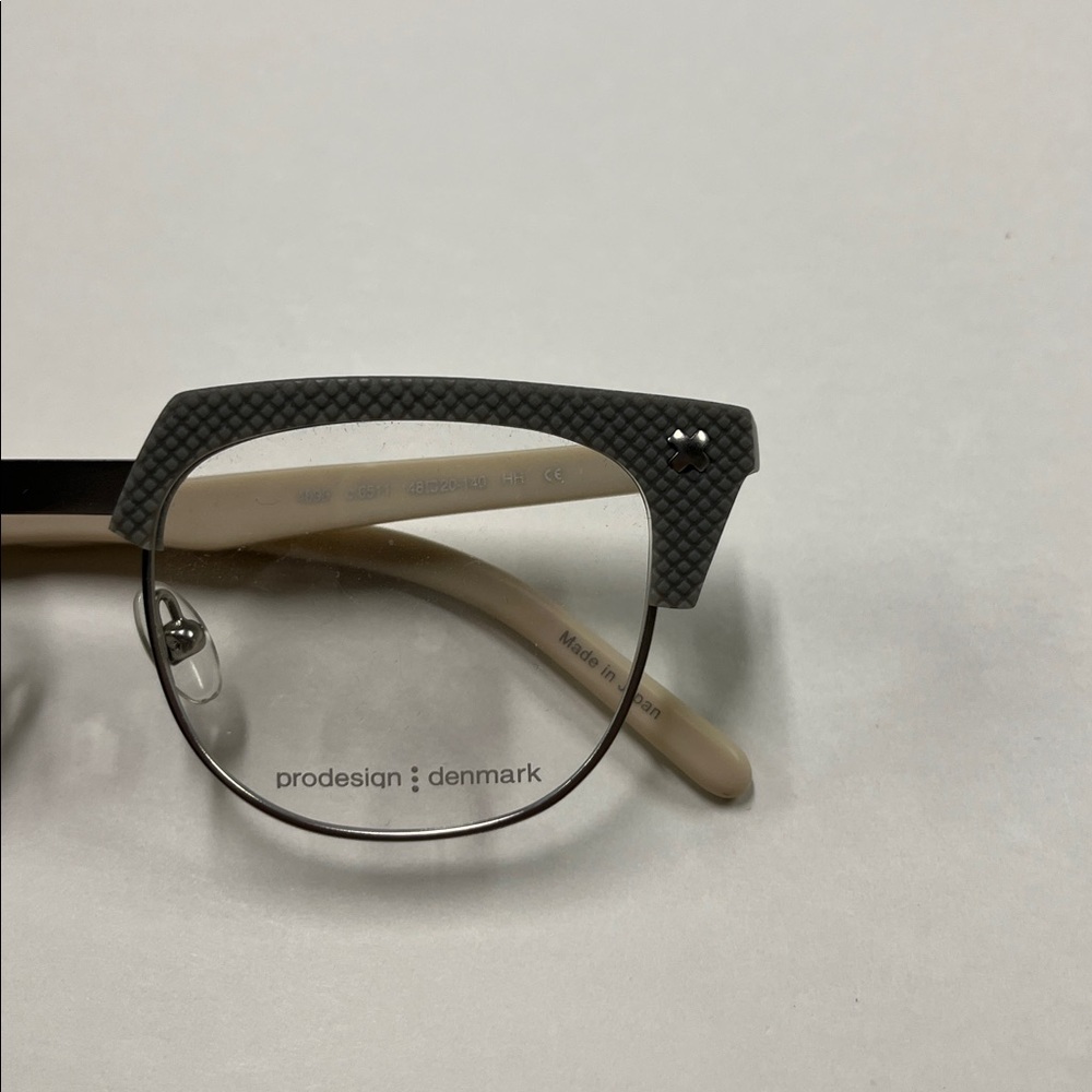 PRO DESIGNS NWOT Retro Cat Eye Texture Front Grey & Vanilla  40-28-140 Eyrglass - Picture 12 of 16